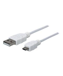 Manhattan USB-A to Micro-USB Cable, 1m, Male to Male, Wh | 323987