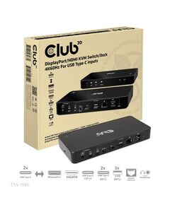 Club 3D KVM Switch 4K60Hz 2x USB-C> HDMI/DP/3xUSB/2xUS | CSV-1585