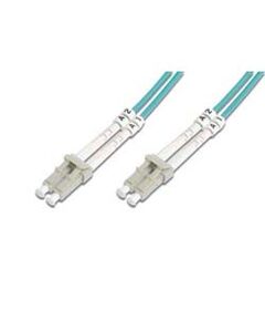 DIGITUS Professional Patch cable LC multi-mode (M) 1m fibre optic  50 / 125 micron  OM3 halogen-free, booted  aqua, image 