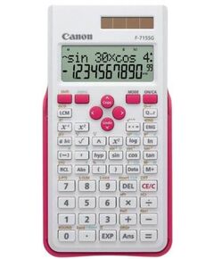 Canon F-715SG Scientific calculator 10digits 2 exponents solar panel, battery  white with magenta, image 