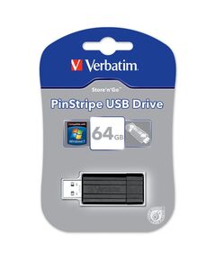 Verbatim Store & Go Pin Stripe USB Drive USB flash drive 64GB USB 2.0 black, image 