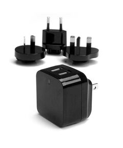 StarTech.com Dual-port USB wall charger - international travel - 17W/3.4A - black, image 