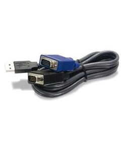 TRENDnet TK CU06 - Keyboard / video / mouse (KVM) cable - 4 PIN USB Type A, HD-15 (M) - HD-15 (M) - 1.8 m - black, image 