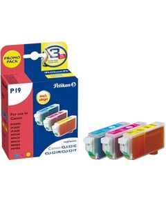 Pelikan P19 - Print cartridge ( replaces Canon CLI-521M, CLI-521Y, CLI-521C ) -  yellow, cyan, magenta, image 