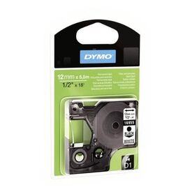 DYMO D1 Permanent adhesive polyester label tape black on white Roll (1.2 cm x 5.5 m) 1 rol / for LabelMANAGER 160, 210D, 210D Kit, 210D Kit Case, 280, 360D, 420P, 420P Kit, 500TS, PnP, image 