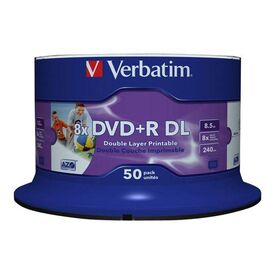 Verbatim 50 x DVD+R DL 8.5 GB 8x ink jet printable | 43703