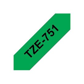 Brother TZe751 Black on green Roll (2.4 cm x 8 m) | TZE751