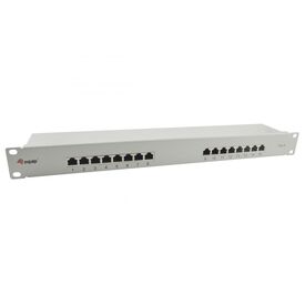 16-Port Cat.6 Shielded Patch Panel, Light Grey