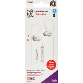 2GO Active 1 In-Ear Sport Headset | 3.5mm | Microphone | White, image 