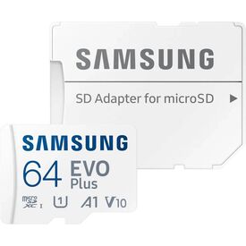Samsung EVO Plus 2024 R160 microSDXC 64GB Kit, UHS-I U1, A1, Class 10 MBMC64SAEU