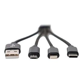 DIGITUS 3-in-1 Charger Cable - Lightning cable  | DB-300160-002-S