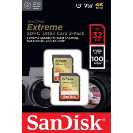 SanDisk Extreme R100 W60 SDHC 32GB, UHS-I U3, Class 10, 2er-Pack