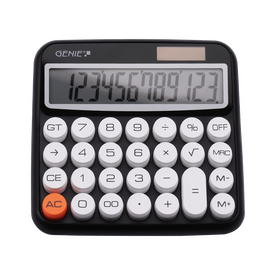 Genie  12-digit desktop calculator with dual power (solar and battery), Black | 12775, image _ab__is.image_number.default