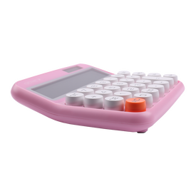 Genie 12-digit desktop calculator with dual power (solar and battery), Pink | 12778, image _ab__is.image_number.default