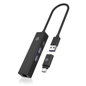 ICY BOX USB Hub 2x USB USB-C and LAN Black IBHUB1439LAN