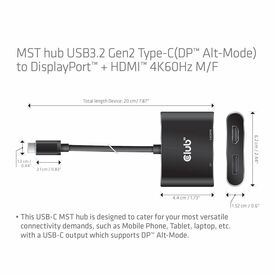 Club 3D Adapter 24 pin USBC (M) to HDMI, DisplayPort CSV1552