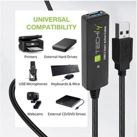 EFB Elektronik Techly Active Extension Cable USB3.2 SuperSpeed+ Signal Extender 10m Black | ICUR30100G, image , 5 image