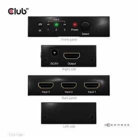 CLUB3D 3 to 1 HDMI™ 8K60Hz/4K120Hz Switch / HDMI / HDM | CSV-1381