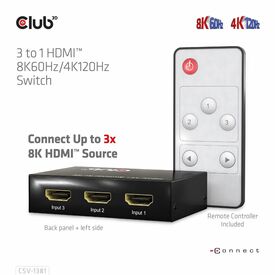 CLUB3D 3 to 1 HDMI™ 8K60Hz/4K120Hz Switch / HDMI / HDM | CSV-1381