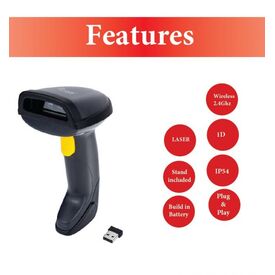 Equip Wireless 1D Laser Barcode Scanner with Stand | 2.4GHz USB Dongle | 200 Scans/sec | IP54 | Auto Scan | Black, image , 5 image