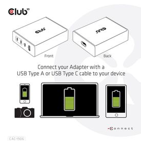 Club 3D CAC-1906 - Power adapter - AC 100-240 V - 132 Watt - outp