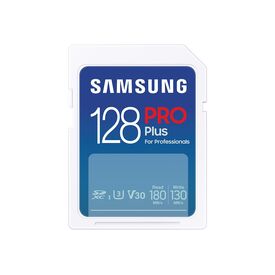 Samsung PRO Plus MB-SD128S 128GB SDXC UHS-I Memory Card 180MB/s Read V30 U3 Class 10 White, image 