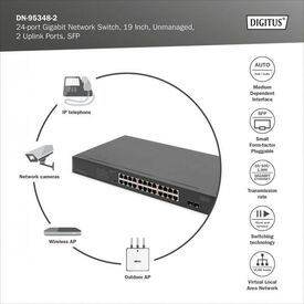 DIGITUS Switch 24Port Gigabit Unmanaged schwarz DN953482