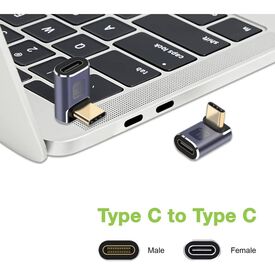 Techly USB-C Adapter Male Female Angled 90 40Gbps 4K and 8K