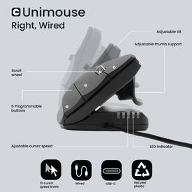 Contour Unimouse - Vertical mouse - ergonomic - rig | CDUMBK21001