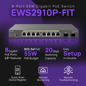 EnGenius FIT Switch 8-port GbE PoE.af/at+ 55W 2xSF | 1402A0090323