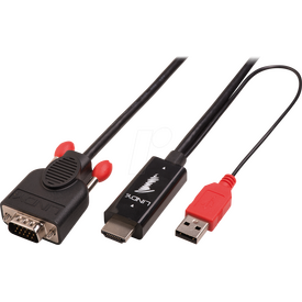 Lindy - Video cable - HD-15 (VGA) male to USB, HDMI male  | 41455