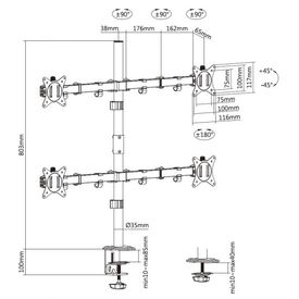 equip - Mounting kit - articulating - for 4 LCD displays | 650159