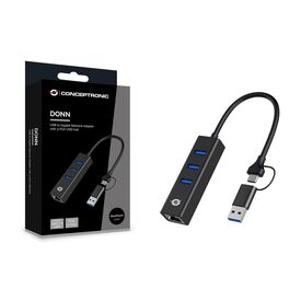 Conceptronic Adapter USB3.0-> RJ45.3xUSB3.0 TypC Ad 0. | DONN07BA