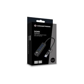 Conceptronic Adapter USB3.0-> RJ45.3xUSB3.0 TypC Ad 0. | DONN07BA