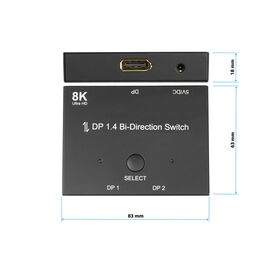 Alcasa DisplayPort Switches, DisplayPort, Black, Metal | GC-M0262