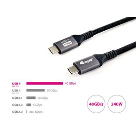Equip USB 4 Gen 3 C to C Cable, M/M, 2.0m, PD3.1 240W, 8 | 128383