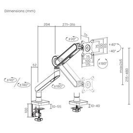 Equip 17"-35" Premium Monitor Desk Mount Bracket, White 650185