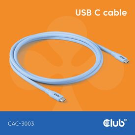 CLUB3D USB C cable blue, 2 m, USB C, USB C, USB4 Gen 3 | CAC-3003