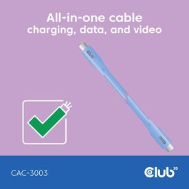 CLUB3D USB C cable blue, 2 m, USB C, USB C, USB4 Gen 3 | CAC-3003