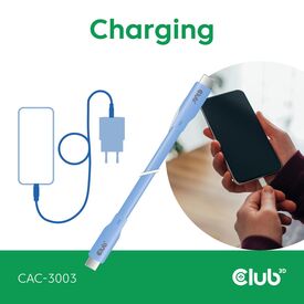 CLUB3D USB C cable blue, 2 m, USB C, USB C, USB4 Gen 3 | CAC-3003