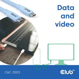 CLUB3D USB C cable blue, 2 m, USB C, USB C, USB4 Gen 3 | CAC-3003