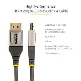 StarTech.com 1ft/30cm DisplayPort 1.4 Cable, 8K 60Hz  | DP14VMM1F