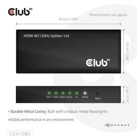 Club 3D 1 TO 4 HDMI# SPLITTER 4K120HZ - Digital/Displa | CSV-1385