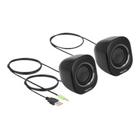 Delock Mini - Speakers - for PC - 2 Watt (Total) - grey,  | 27002