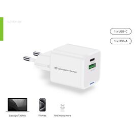 Conceptronic  2-Port 20W GaN USB PD Charger white ALTHEA15W