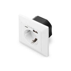 DIGITUS DA70615 Socketoutlet 2P+E Type F, USB, USB DA70615