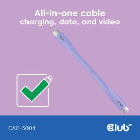 CLUB3D USB C cable purple / 2 m / USB C / USB C / USB4 | CAC-3004