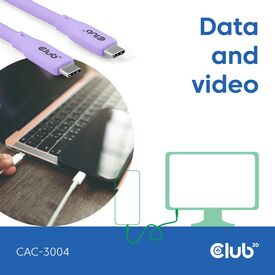 CLUB3D USB C cable purple / 2 m / USB C / USB C / USB4 | CAC-3004