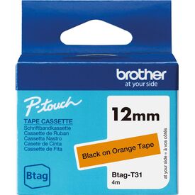 Brother BTAG-T31 - Black on orange - Roll (1.2 cm x 4 m | BTAGT31