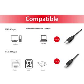 Equip USB 2.0 Type A to Type B Cable, 2.0m, Black / 2 m  | 128864